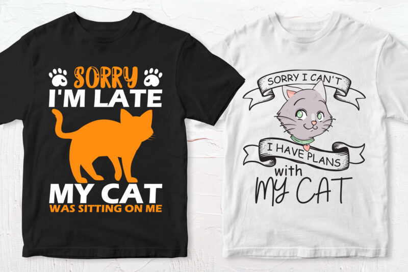 t-shirt vector 50 Editable Cat T shirt Designs Bundle in Ai Png Svg Cutting Printable Files, Cat Svg Bundle, Cat svg file sfor cricut, Cat Cutting Files