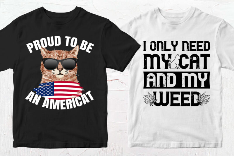 t-shirt vector 50 Editable Cat T shirt Designs Bundle in Ai Png Svg Cutting Printable Files, Cat Svg Bundle, Cat svg file sfor cricut, Cat Cutting Files
