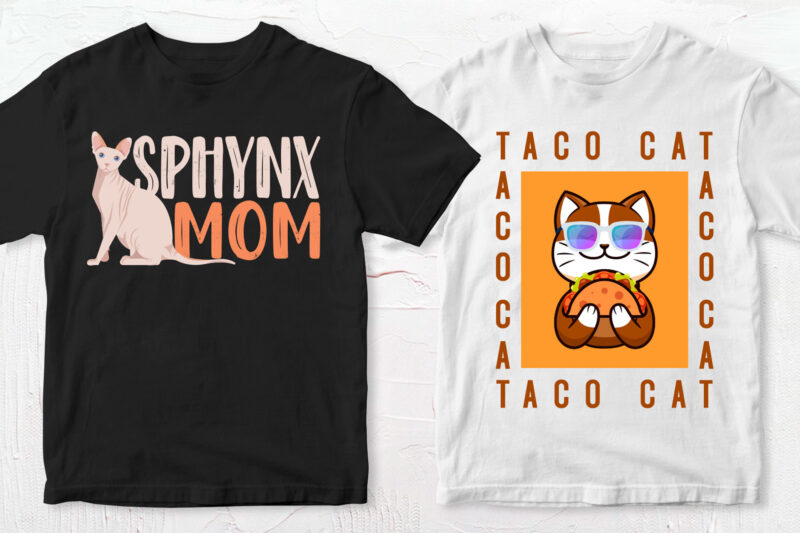 t-shirt vector 50 Editable Cat T shirt Designs Bundle in Ai Png Svg Cutting Printable Files, Cat Svg Bundle, Cat svg file sfor cricut, Cat Cutting Files