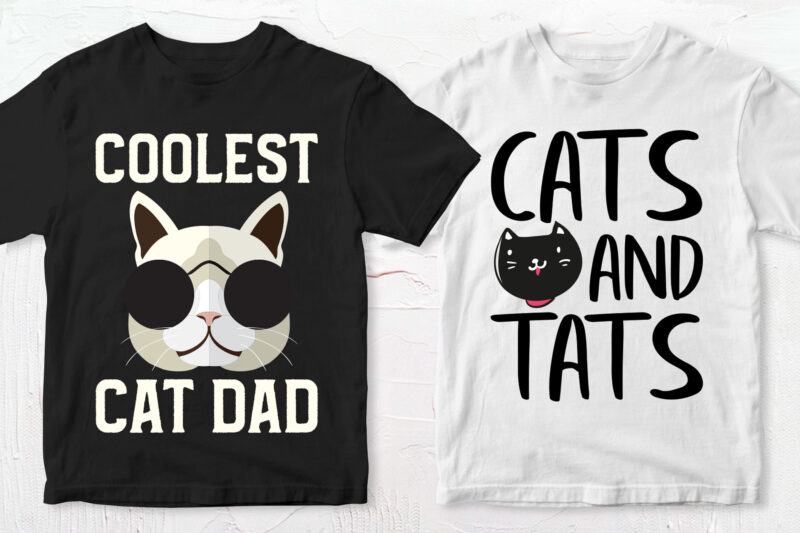 t-shirt vector 50 Editable Cat T shirt Designs Bundle in Ai Png Svg Cutting Printable Files, Cat Svg Bundle, Cat svg file sfor cricut, Cat Cutting Files