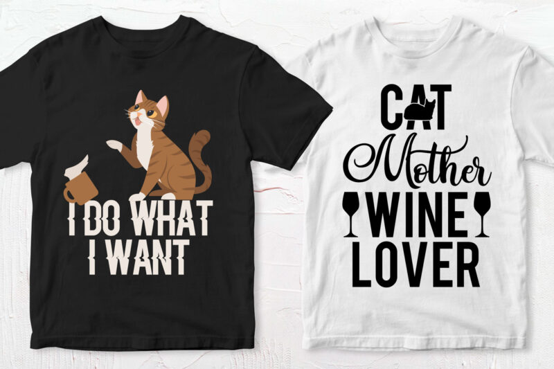 t-shirt vector 50 Editable Cat T shirt Designs Bundle in Ai Png Svg Cutting Printable Files, Cat Svg Bundle, Cat svg file sfor cricut, Cat Cutting Files