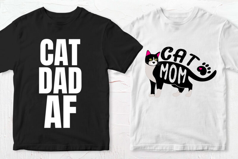 t-shirt vector 50 Editable Cat T shirt Designs Bundle in Ai Png Svg Cutting Printable Files, Cat Svg Bundle, Cat svg file sfor cricut, Cat Cutting Files