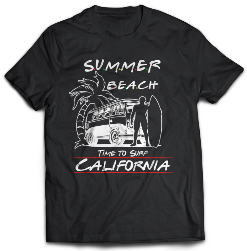 65 Summer Beach Surfing Tshirt Designs Bundles Editable