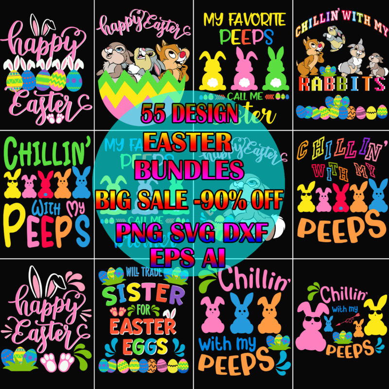 55 Design Rabbit Egg Easter SVG Bundles, Happy easter Day t shirt template, Rabbit Egg Easter t shirt design