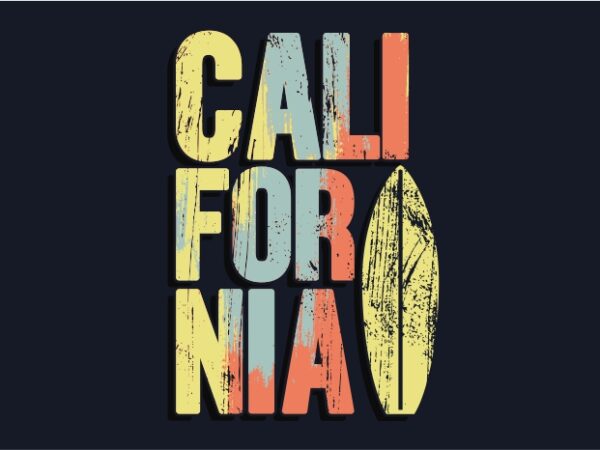 California surfboard t shirt vector file