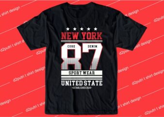 urban street t shirt design graphic, vector, illustration new york city number 87 lettering typography