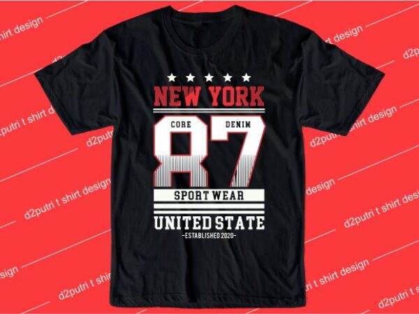 Urban street t shirt design graphic, vector, illustration new york city number 87 lettering typography