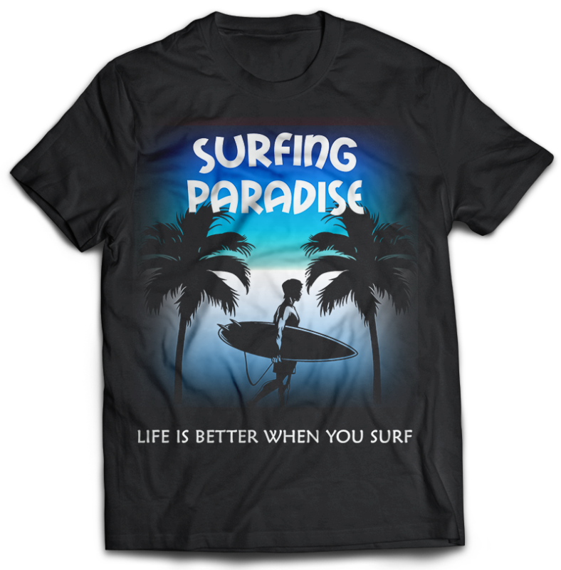 65 Summer Beach Surfing Tshirt Designs Bundles Editable