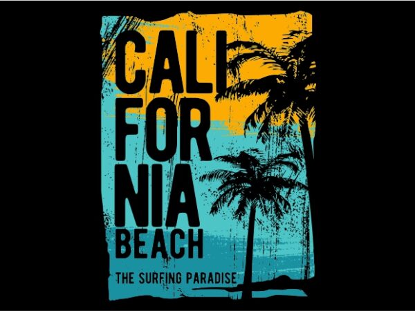 California the surfing paradise t shirt vector file