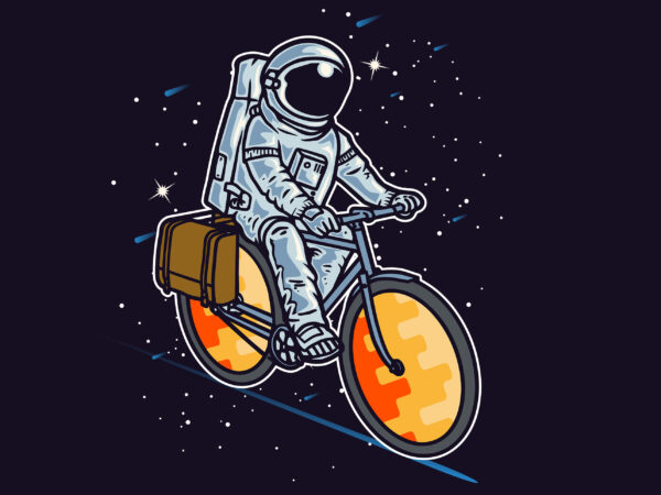 Astronaut riding in the space t-shirt design