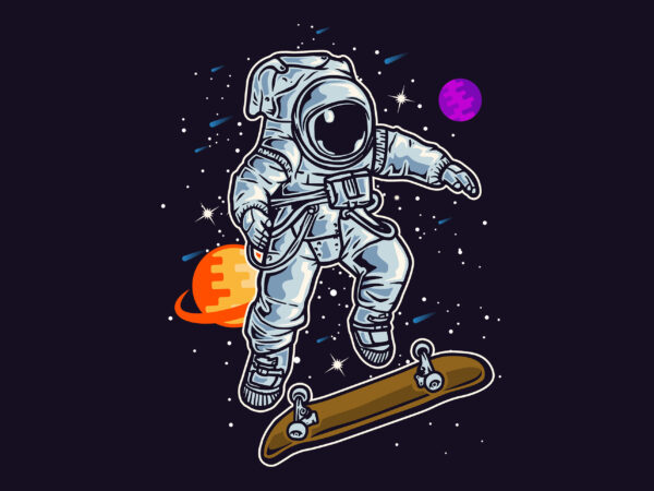 Skate in the space t-shirt design