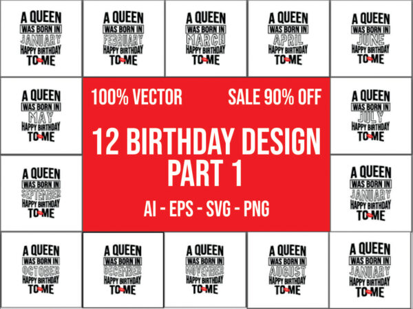 12 birthday bundle design part 1 100% vector ai, eps, svg, png