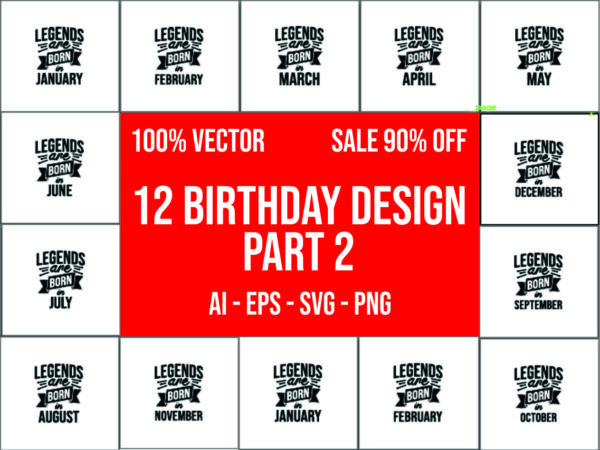 12 birthday bundle design part 2 100% vector ai, eps, svg, png