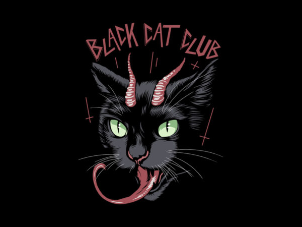 Black cat club t shirt template