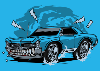 BLUE MUSCLE CAR t shirt template