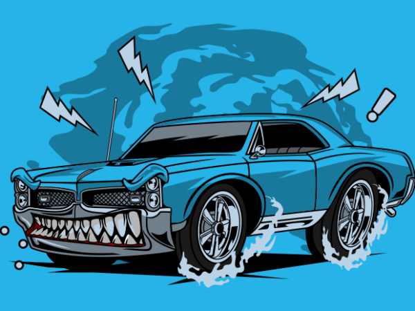 Blue muscle car t shirt template