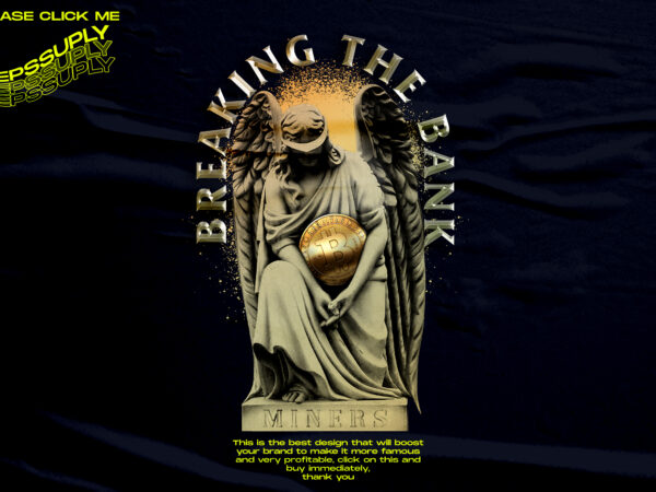 Breaking the bank, aesthetic vaporwave bitcoin miner sculpture t shirt template