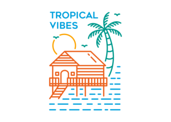 Tropical Vibes 3 t shirt designs for sale