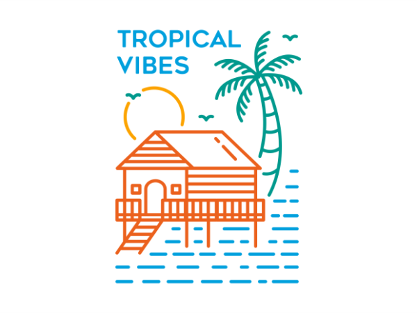 Tropical vibes 3 t shirt designs for sale