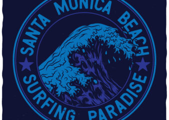 Santa Monica Beach t shirt template vector
