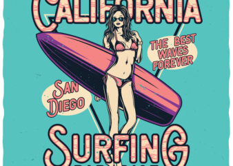 San Diego Surfing t shirt template vector
