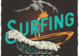 Surfing Paradise t shirt template vector