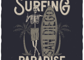 Surfing Paradise t shirt template vector