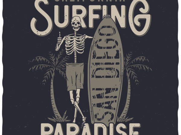 Surfing paradise t shirt template vector