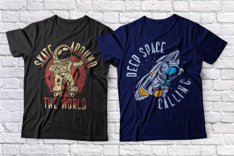 Race To Space label font with 6 editable t-shirt designs