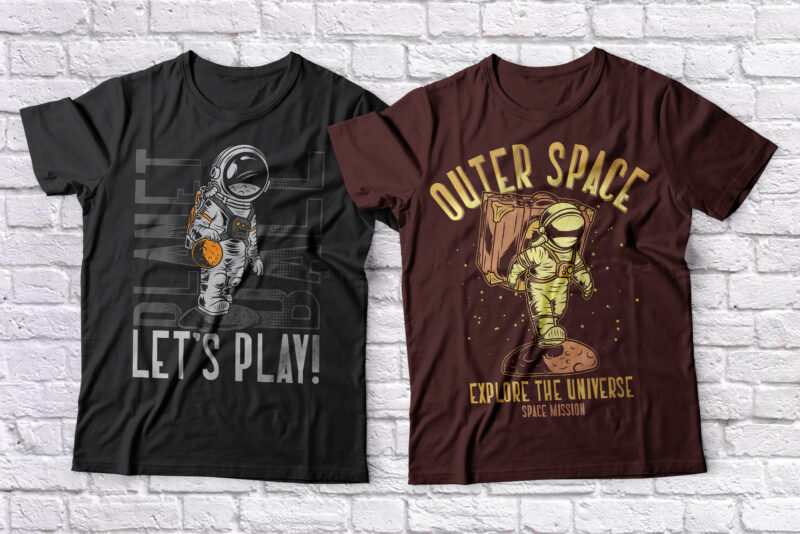 Race To Space label font with 6 editable t-shirt designs