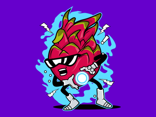 Dragon fruit attack t shirt vector illustration