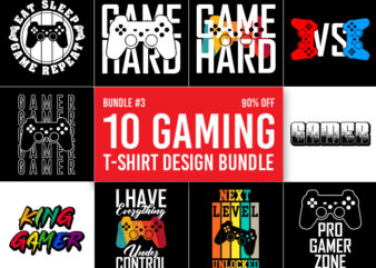 10 Gaming T-Shirt Design Bundle