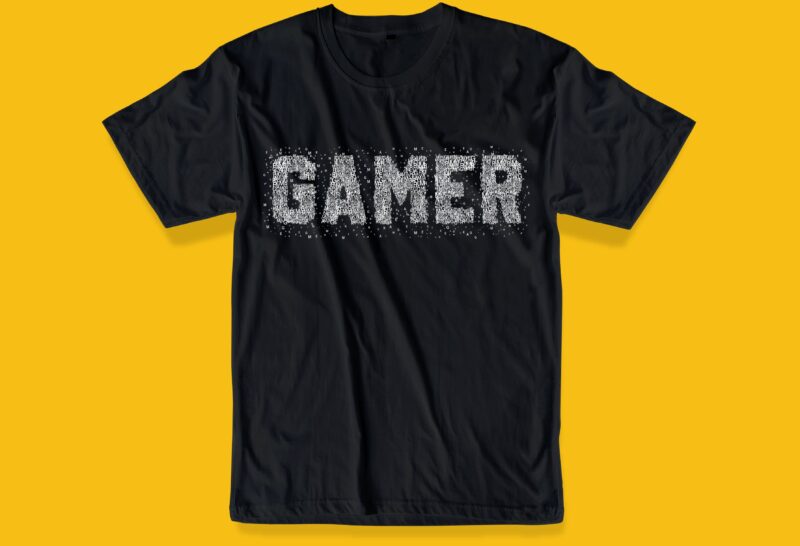 GAMER GAMING GAME t shirt design graphic, vector, illustration GAMER UNIQUE lettering typography