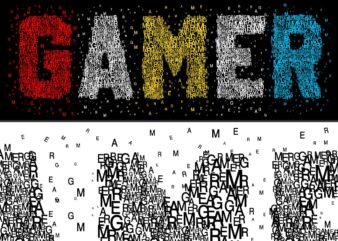 GAMER GAMING GAME t shirt design graphic, vector, illustration GAMER UNIQUE lettering typography