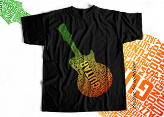 Guitar Word Cloud T-Shirt Design – Music T-Shirt Design – Exclusively for Music Lovers