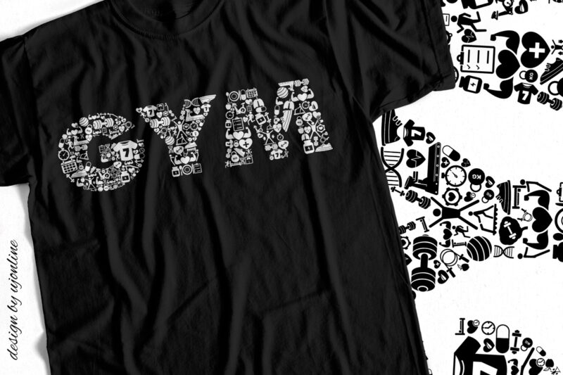 GYM Vector Graphic Fitness T-Shirt Design For Sale