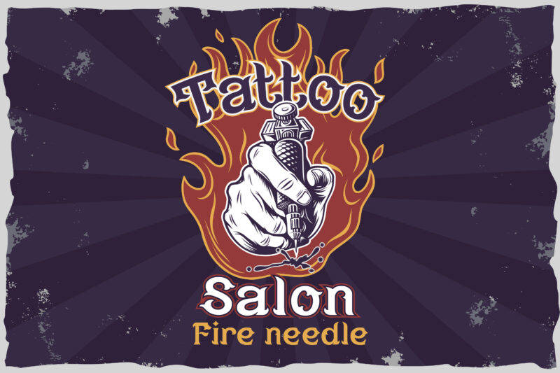 Fire needle -tattoo salon label font