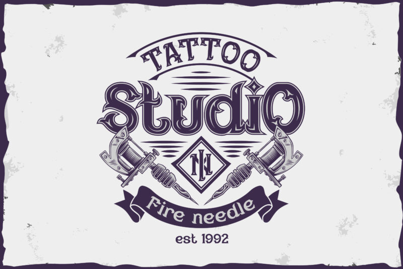 Fire needle -tattoo salon label font