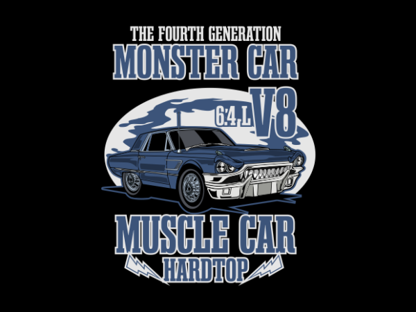 Monster car bird type t shirt designs for sale