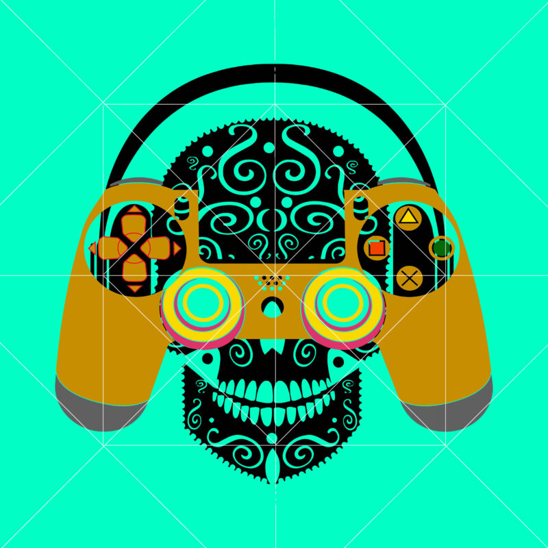 Skull Music Svg, Skull wearing headphones Svg, Skull wears a headset to play games, Games Controller 2021 t shirt template