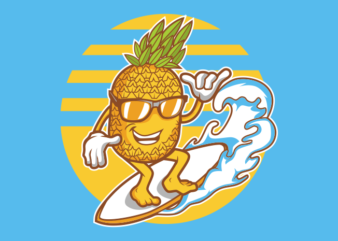 PINEAPPLE SURFING t shirt illustration