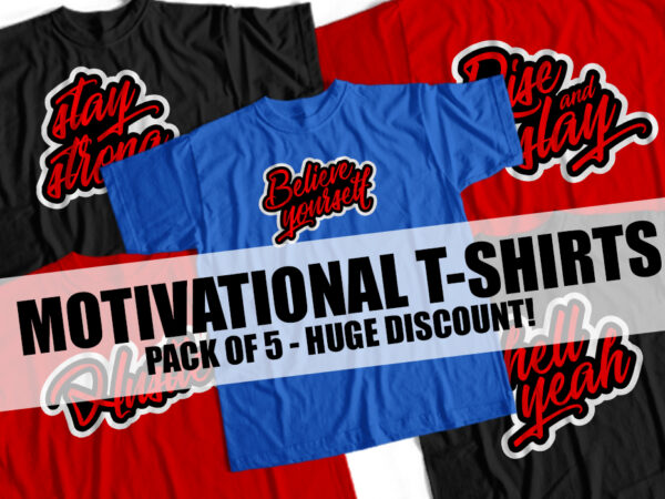 Bundle offer – motivational typography t-shirt designs – pack of 5