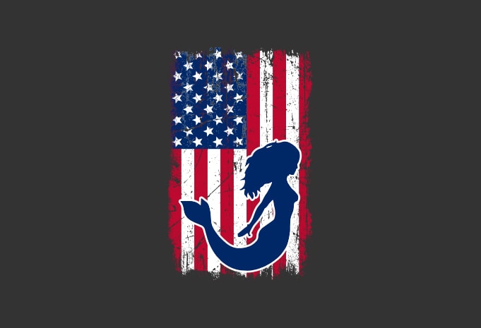 American mermaid flag bundle, USA flag, United state flag T-Shirt Design