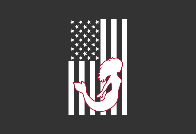 American mermaid flag bundle, USA flag, United state flag T-Shirt Design