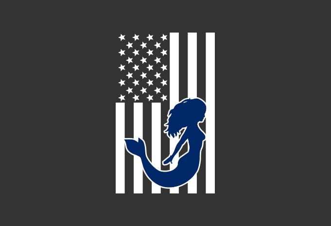 American mermaid flag bundle, USA flag, United state flag T-Shirt Design