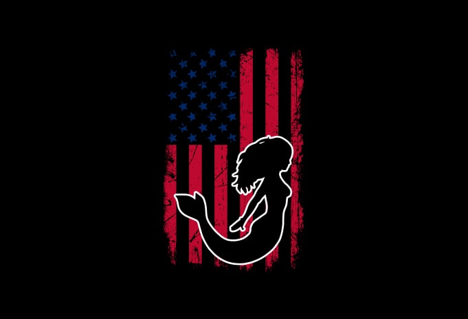 American mermaid flag bundle, USA flag, United state flag T-Shirt Design