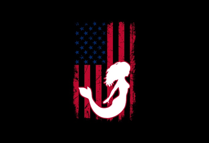 American mermaid flag bundle, USA flag, United state flag T-Shirt Design