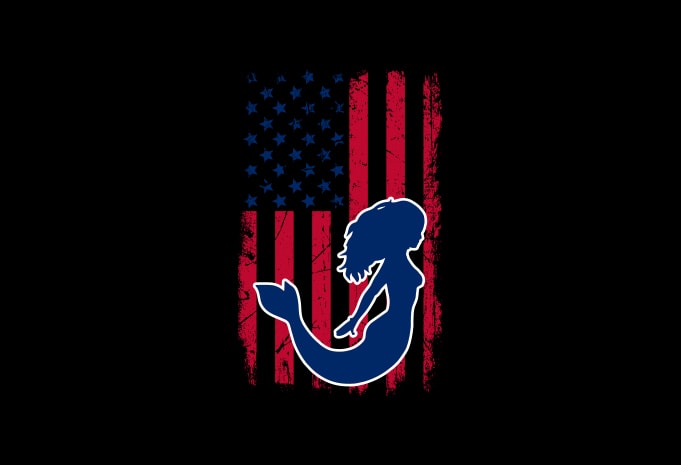 American mermaid flag bundle, USA flag, United state flag T-Shirt Design