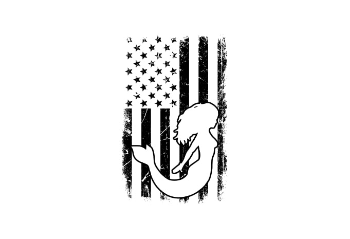 American mermaid flag bundle, USA flag, United state flag T-Shirt Design