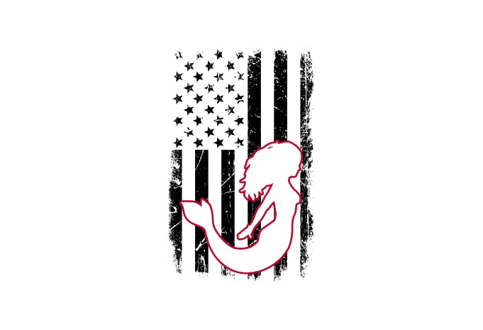 American mermaid flag bundle, USA flag, United state flag T-Shirt Design